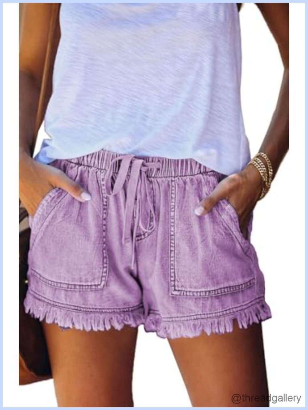 Womens Cotton Linen Drawstring Shorts Lightweight Casual Summer